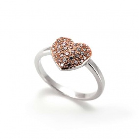 18ct White Gold Pink Diamond Heart Ring 0.30ct